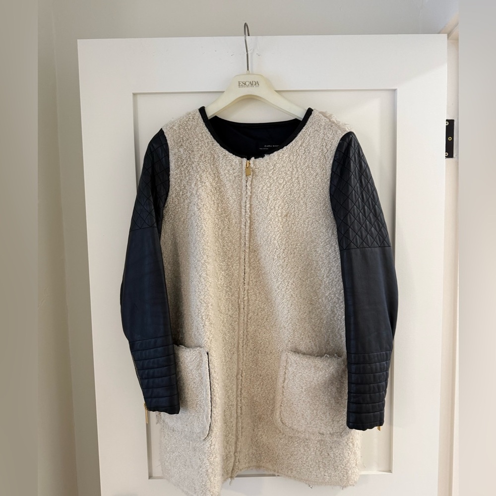 Zara Cream and Black Women's Jacket Sz L